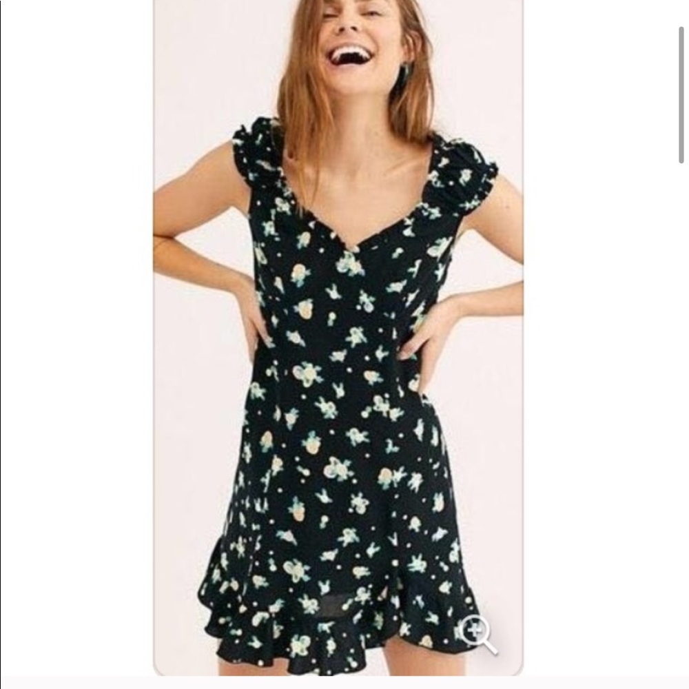 NWT Free People Like Lady Fruit lemon Black Dress